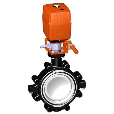 電動蝶閥，24V 帶手動手柄、+GF+電動蝶閥 電動塑料蝶閥